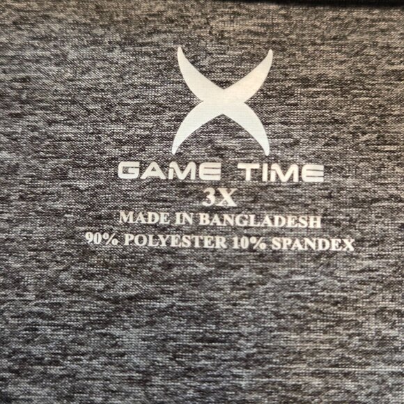 Game Time Men’s Athletic Shirt 3X Gray/Black Short Sleeve Activewear Sport Wear - Picture 2 of 5